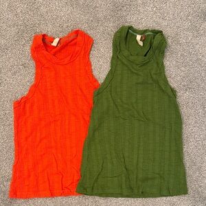 TWO Pilcro Halter Ribbed Tank Tops
